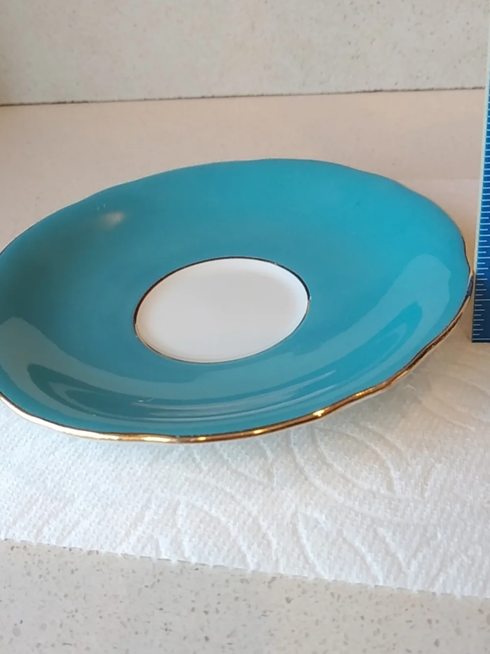 Aynsley Made In England Teal/Turquoise Gold-Rim Ceramic Saucer Replacement